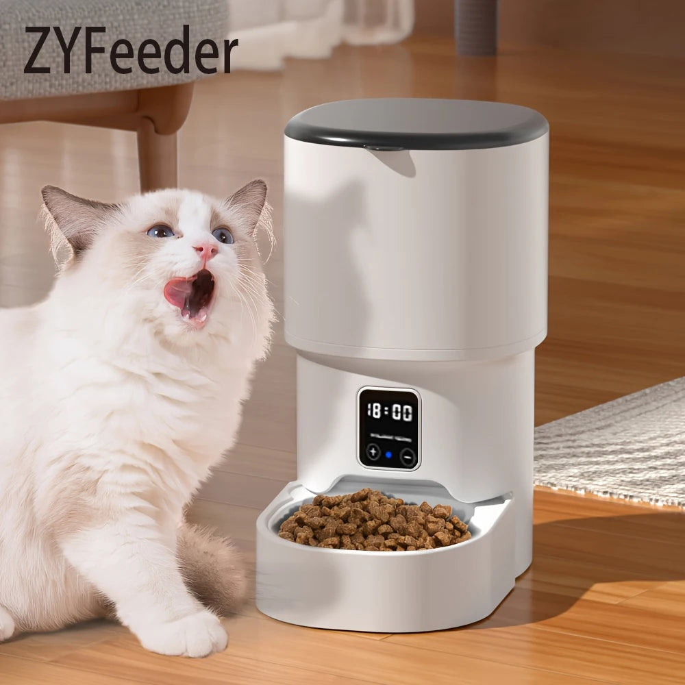 Smart 4L WiFi Automatic Cat and Dog Feeder - Intelligent Pet Food Dispenser with LCD Display