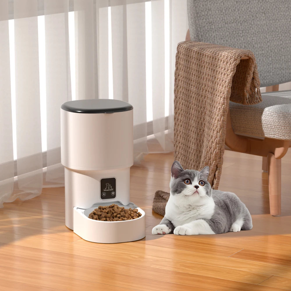 Smart 4L WiFi Automatic Cat and Dog Feeder - Intelligent Pet Food Dispenser with LCD Display